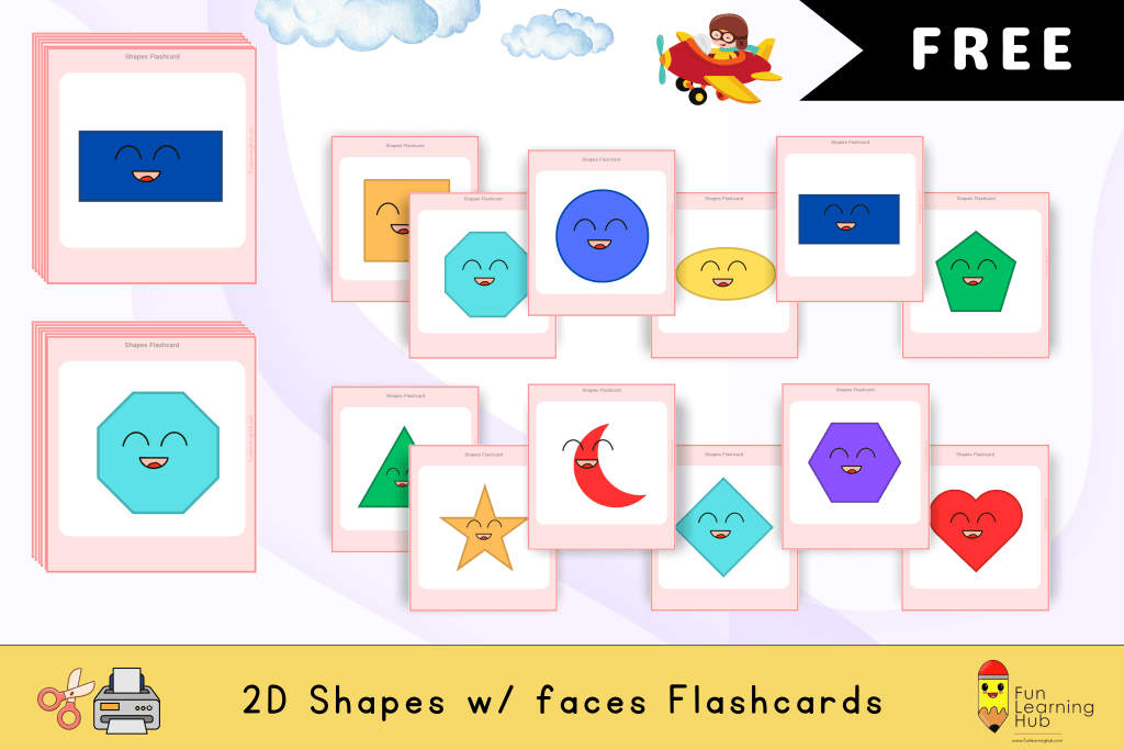 Shapes with faces Printable Flashcards