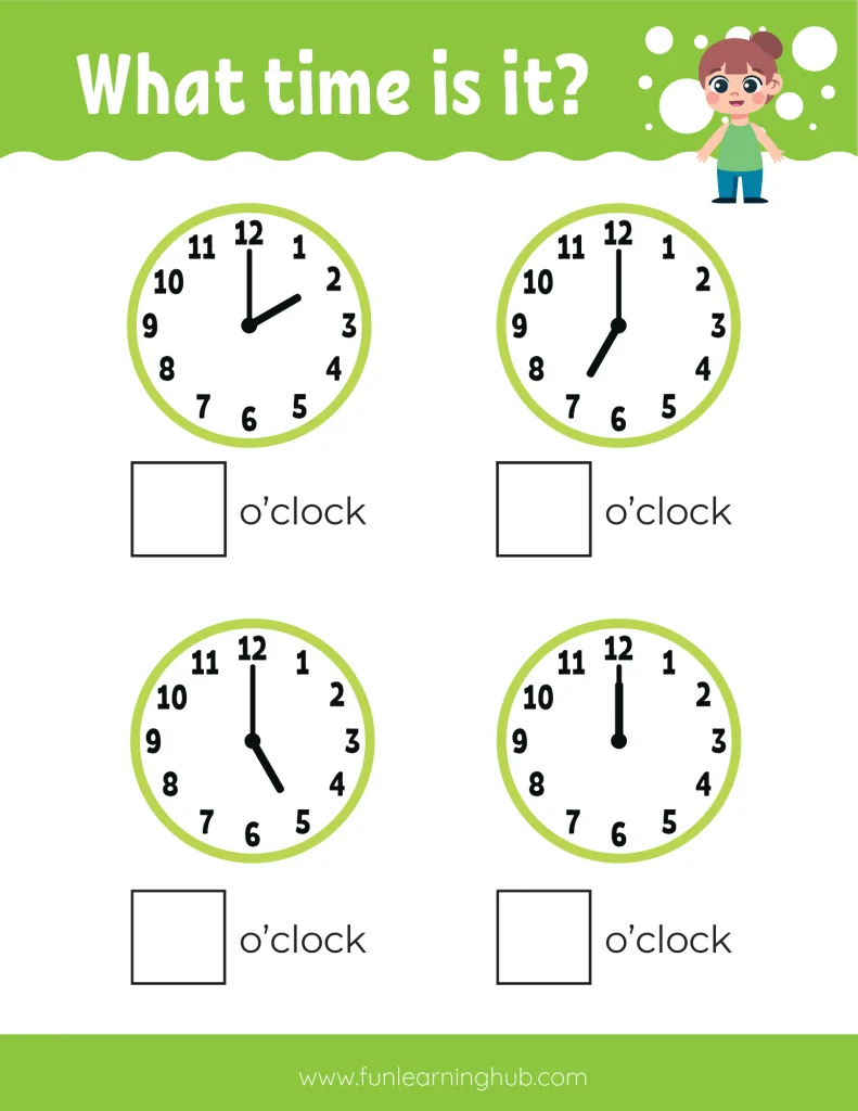 Free Telling Time Worksheets