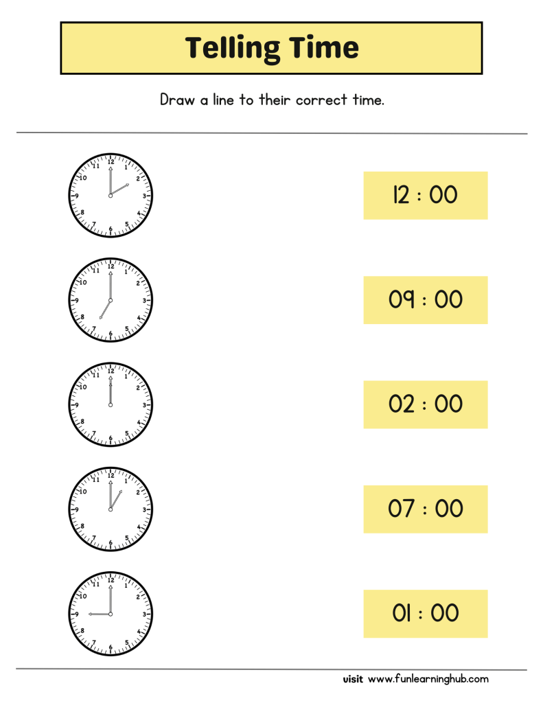 free clock worksheets