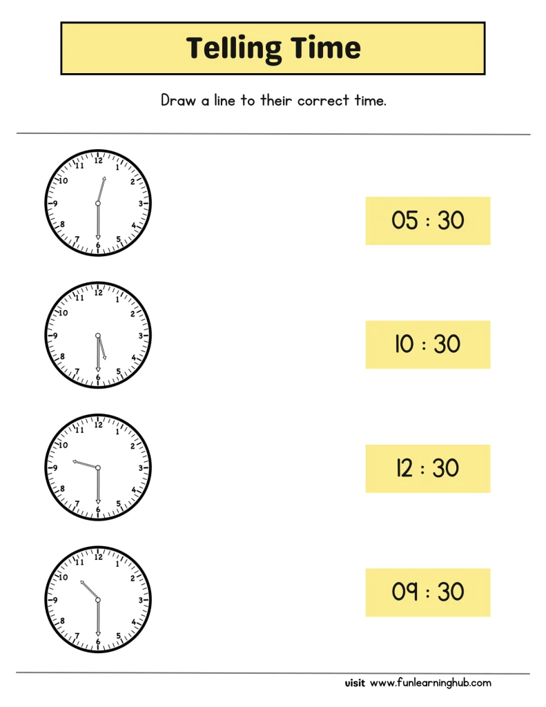 free half hour worksheets