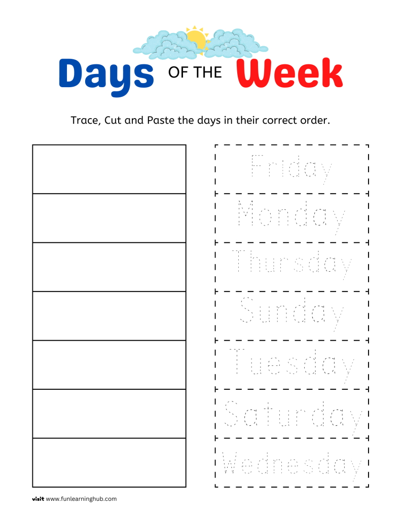 Days of the Week cut and paste