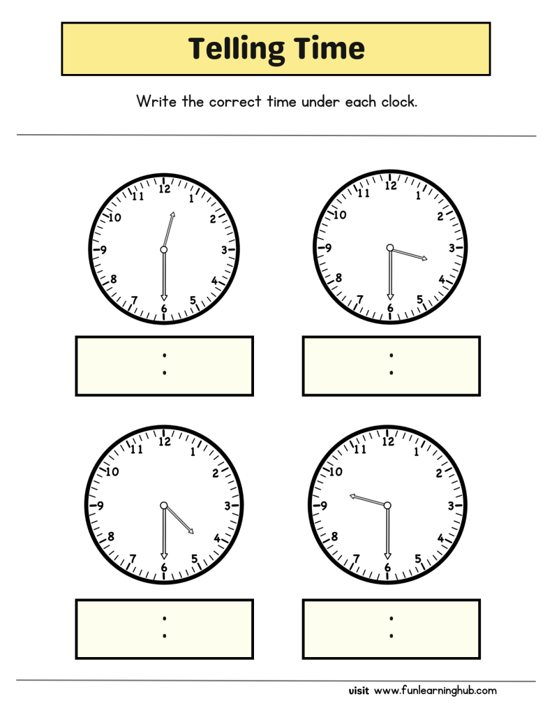 free half hour worksheets