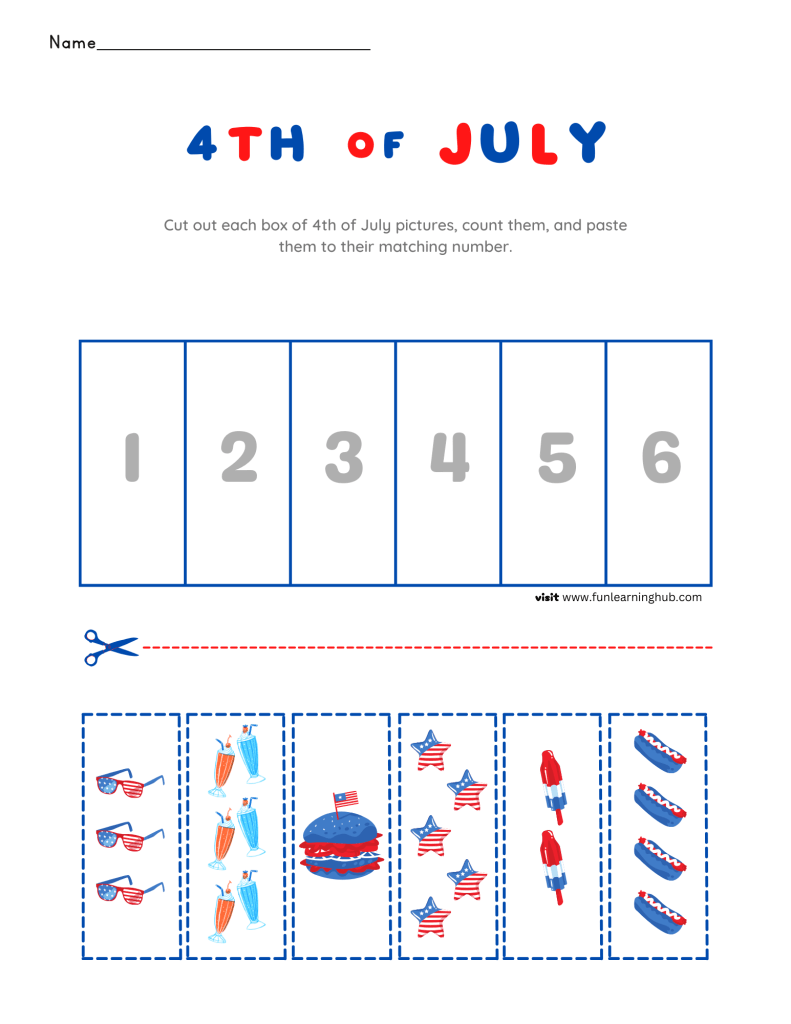 Independence Day worksheets Counting