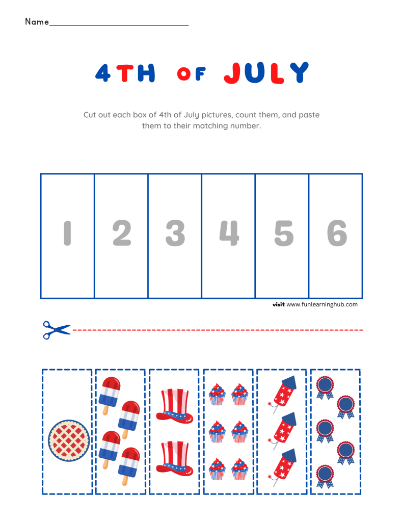 Independence Day worksheets Counting