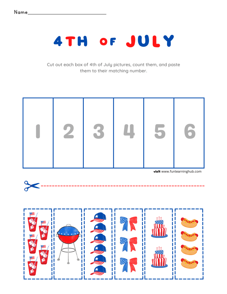 Independence Day worksheets Counting