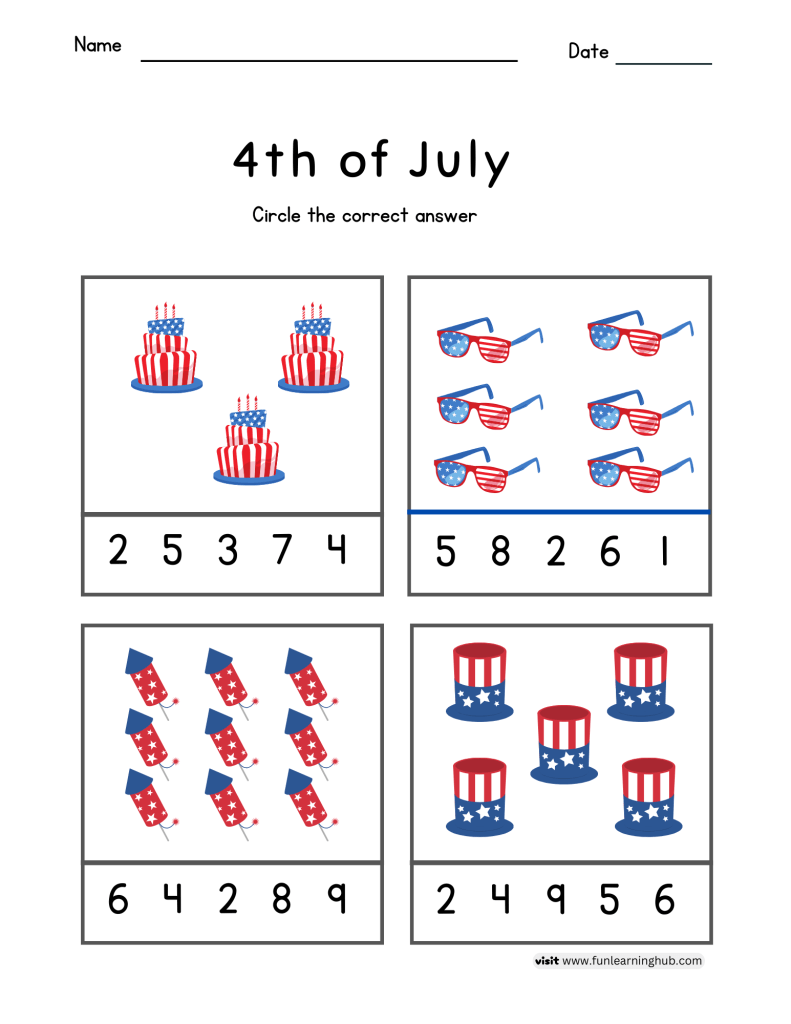 free independence counting worksheets