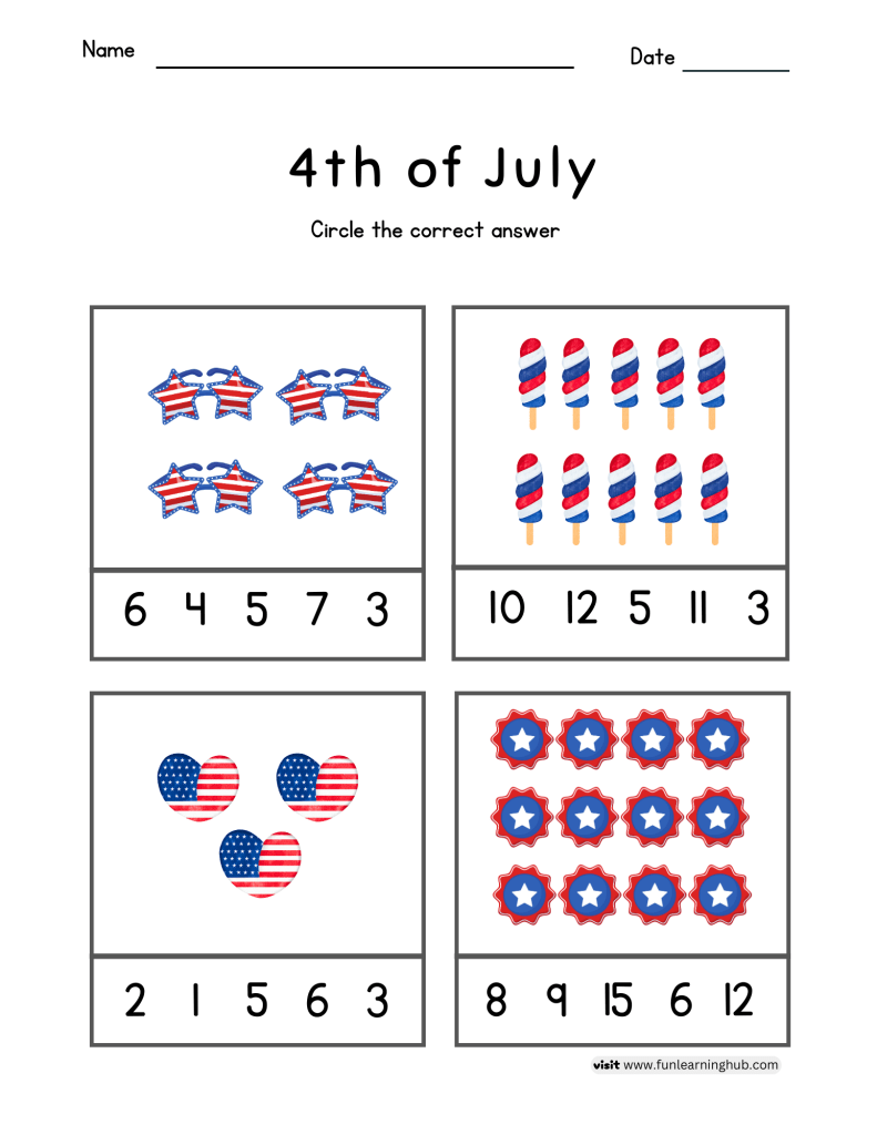 free independence counting worksheets