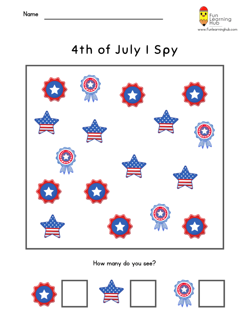 free independence I spy worksheets