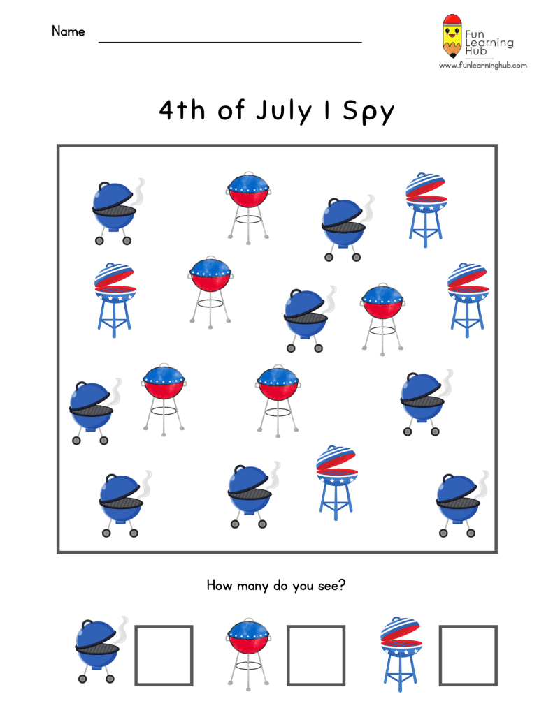 free independence I spy worksheets