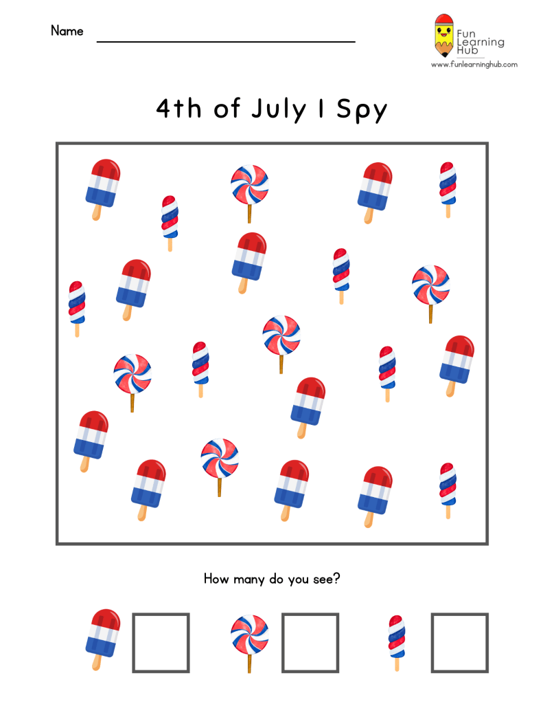 free independence I spy worksheets