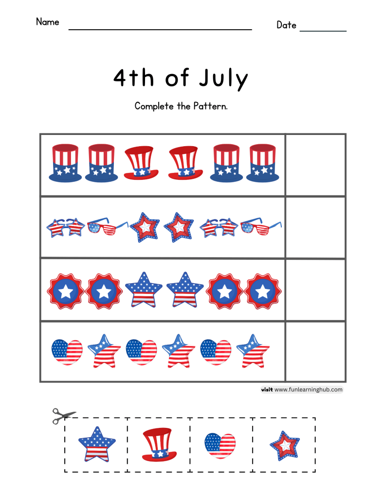 free independence pattern worksheets