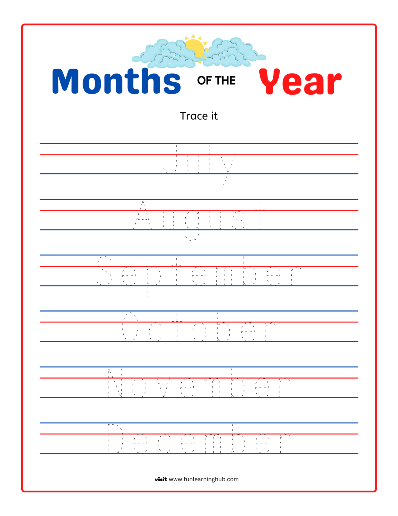 Months of the Year Tracing