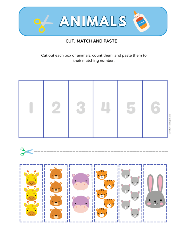 Animals Cut and Paste worksheets