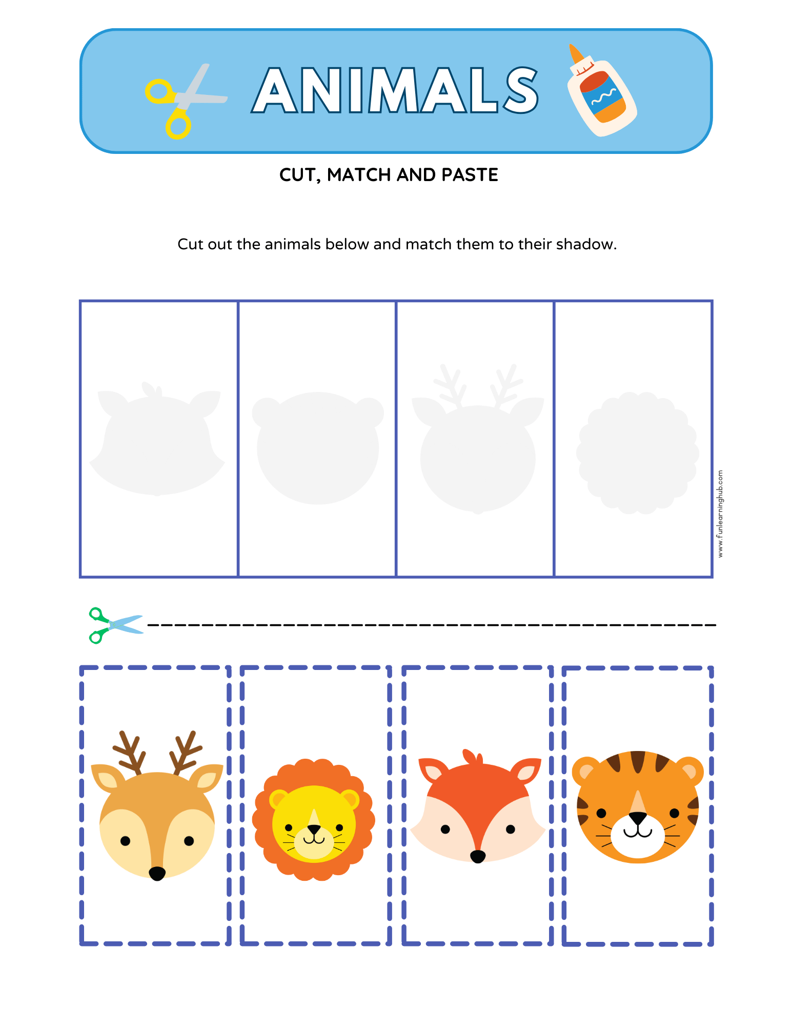 Animal Cut and Paste Worksheets - Fun Learning Hub