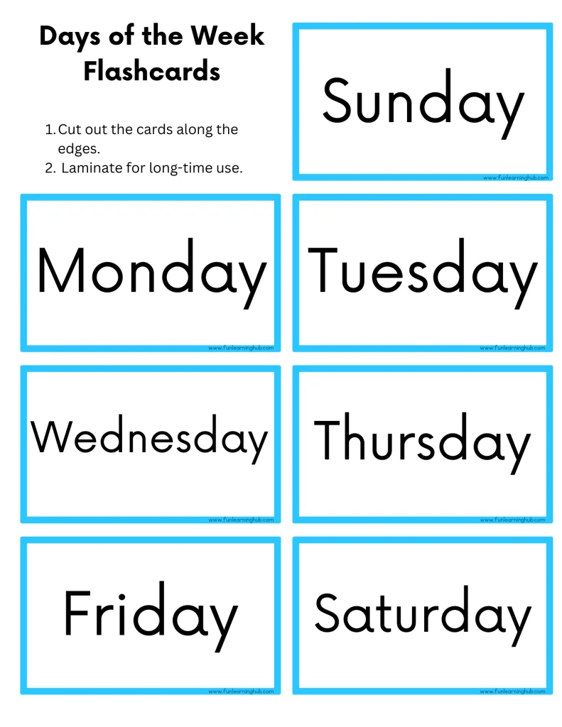days-of-the-week-flashcards-fun-learning-hub for Days Of The Week Flashcards Printable Free Days of the Week Flashcards - Fun Learning Hub for Days Of The Week Flashcards Printable Free