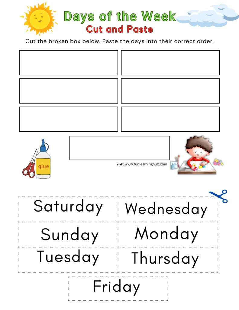 Days of the Week Anchor Chart 7 Days of the Week - Cut and Paste