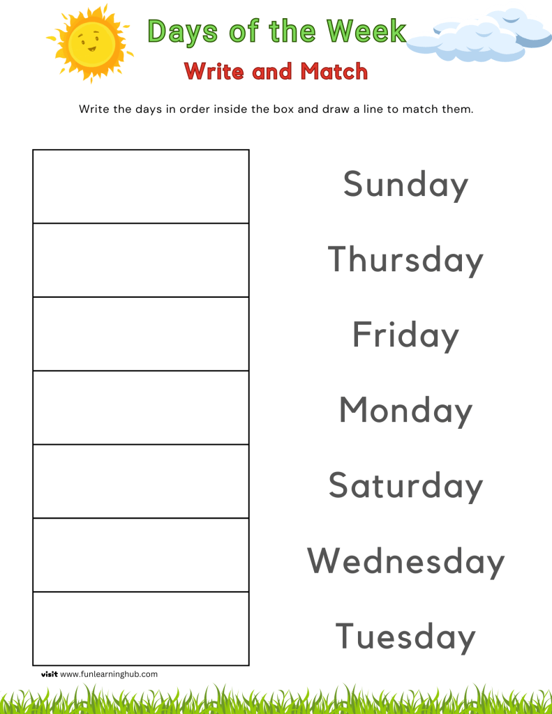 Days of the Week tracing