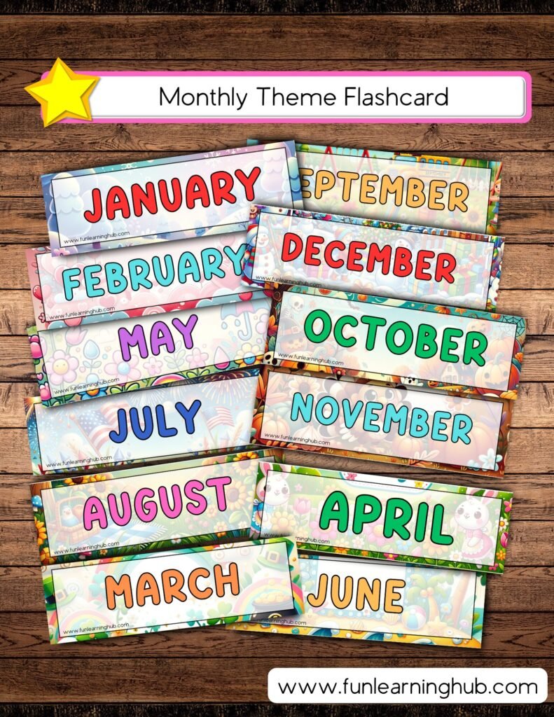 Free Printable Months of the Year Flashcards 2 Monthly Theme Flashcard