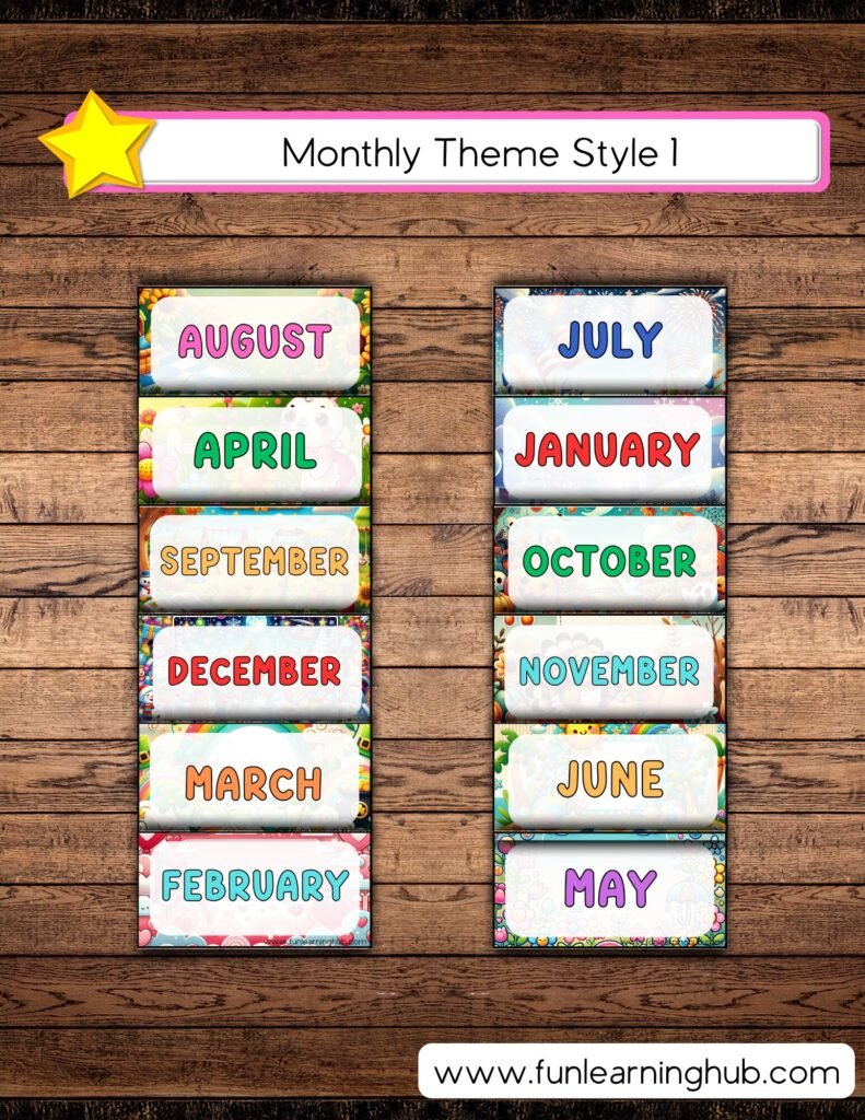 Free Printable Months of the Year Flashcards 8 Monthly Theme Months of the Year Flashcards