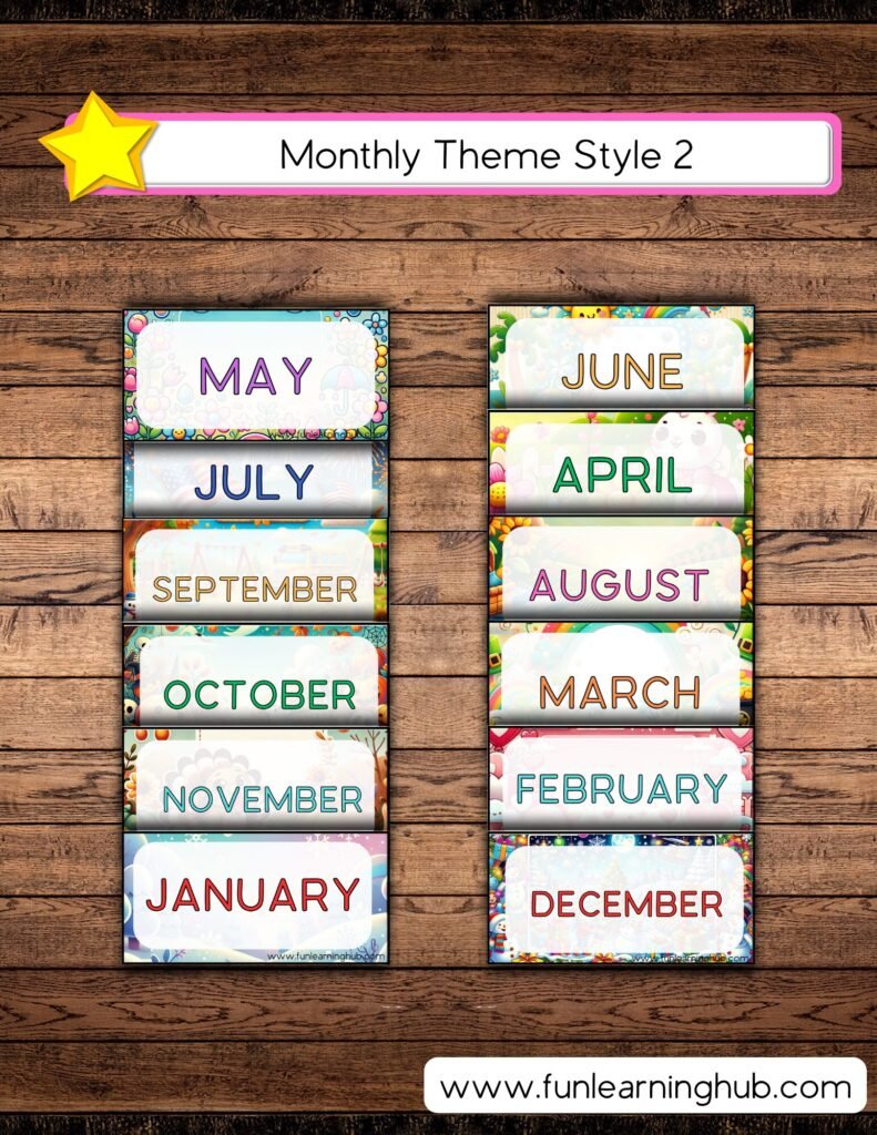 Free Printable Months of the Year Flashcards 9 Monthly Theme Flashcards