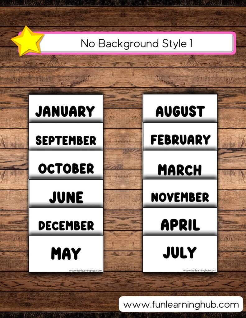 Free Printable Months of the Year Flashcards 12 Monthly Theme Flashcards