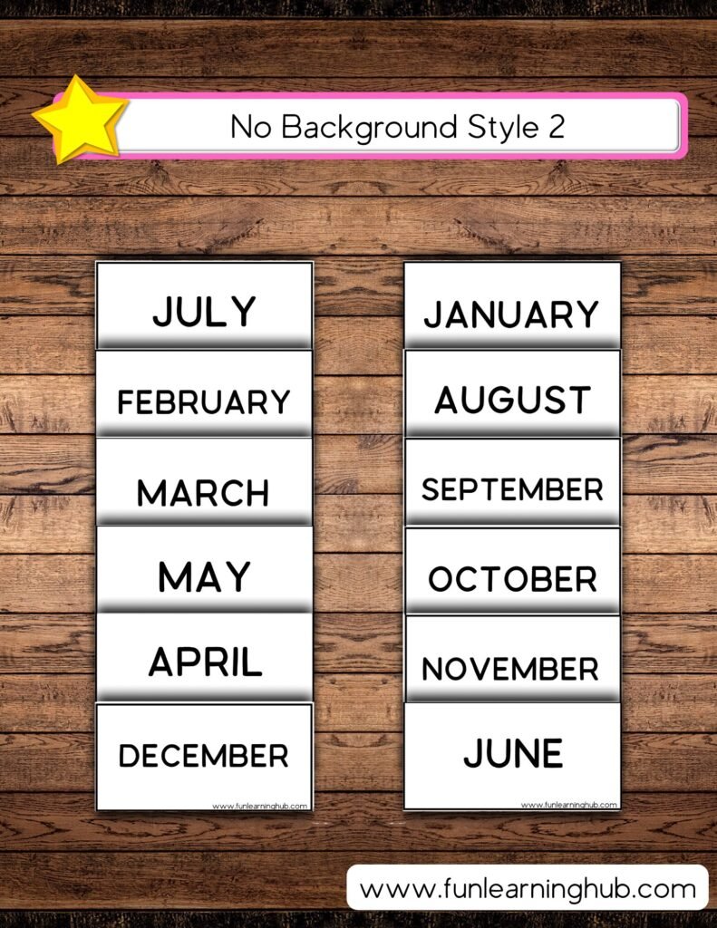 Free Printable Months of the Year Flashcards 13 Monthly Theme Flashcards