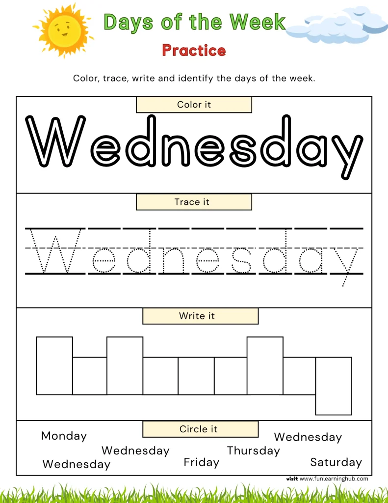 Days of the Week tracing