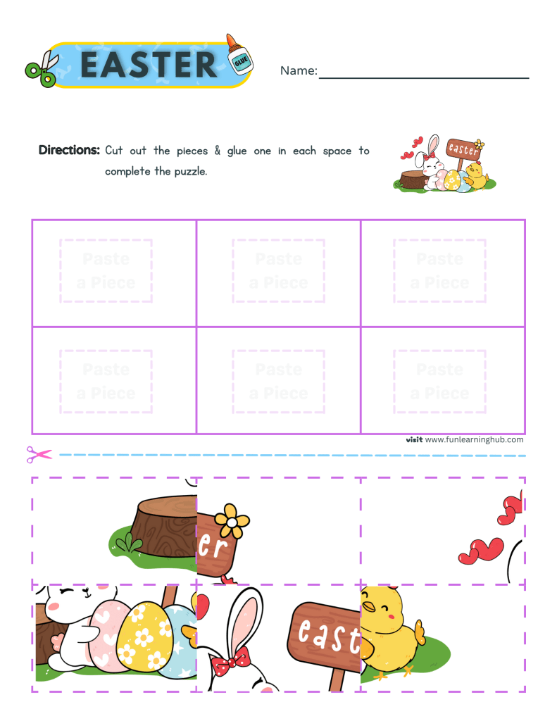 easter cut and paste worksheets