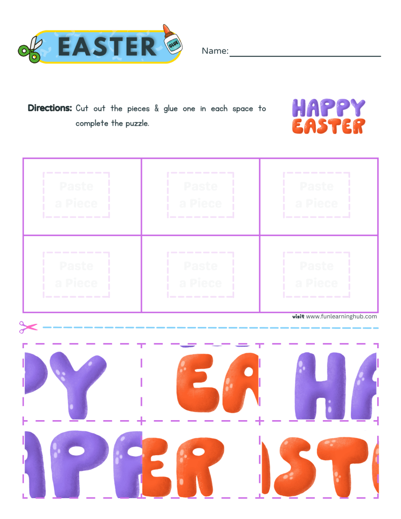 easter cut and paste worksheets