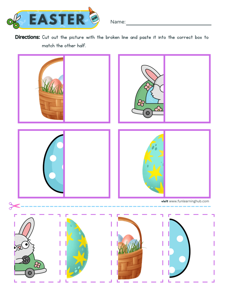 easter cut and paste worksheets