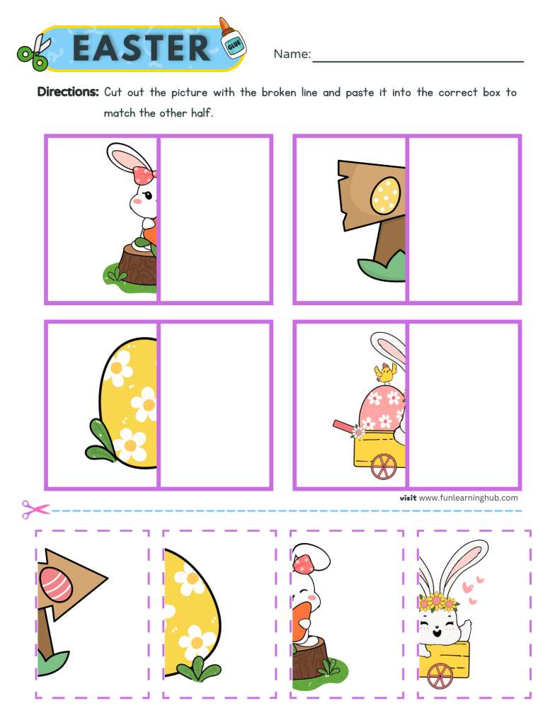 easter cut and paste worksheets