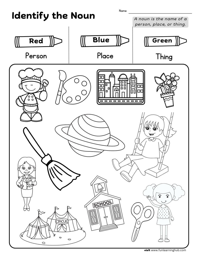 first grade noun worksheets for free