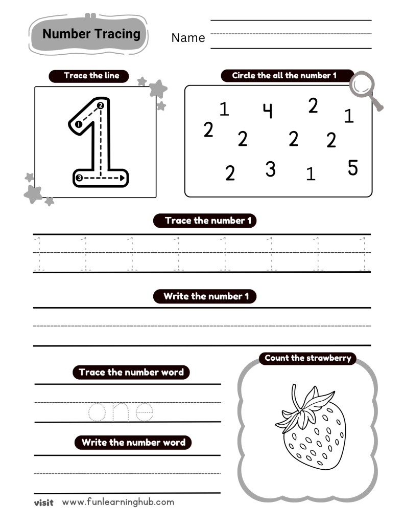 Kindergarten Number Tracing Worksheets