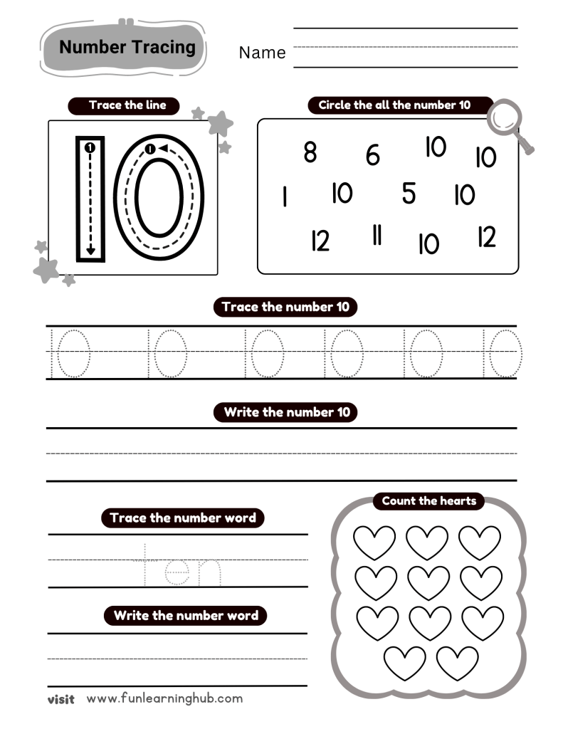 Kindergarten Number Tracing Worksheets