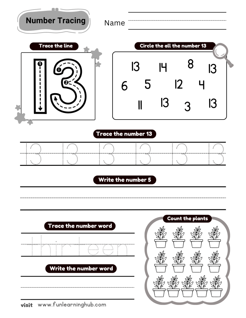 Kindergarten Number Tracing Worksheets