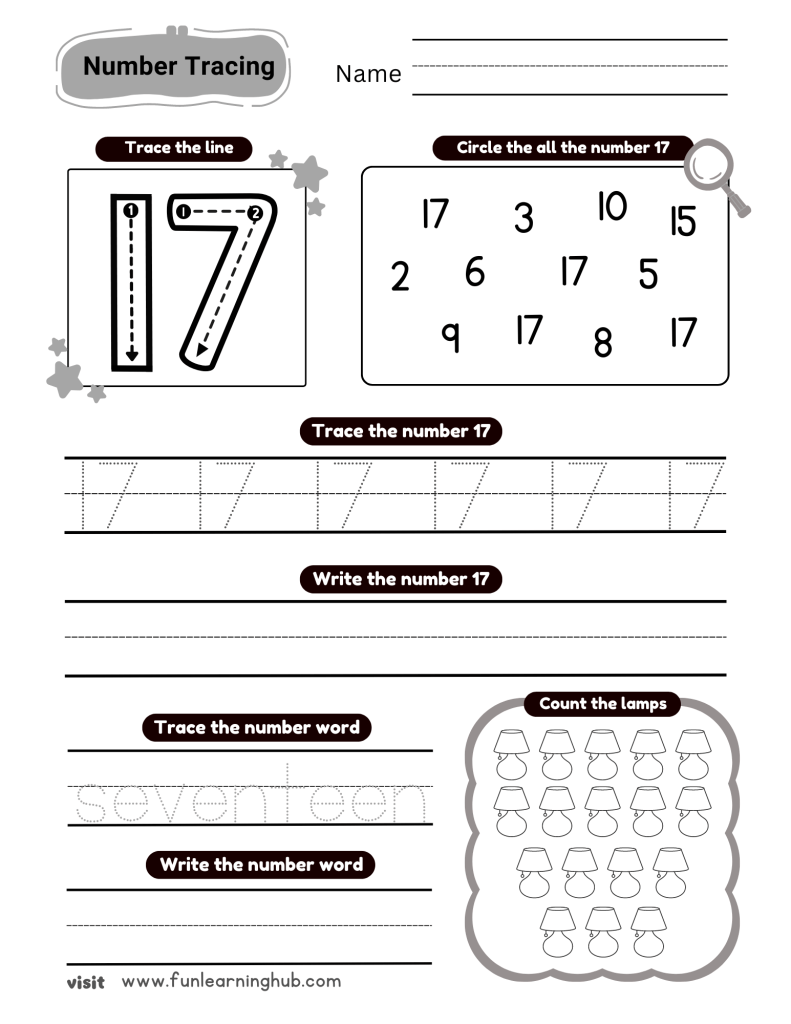 Kindergarten Number Tracing Worksheets