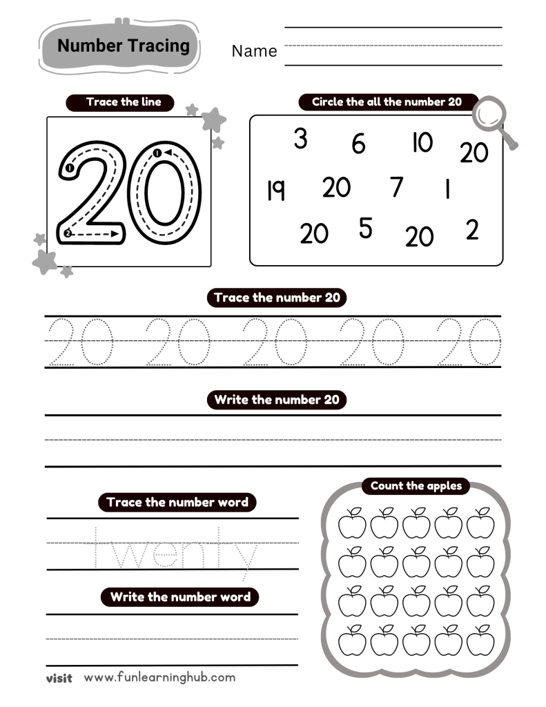 Kindergarten Number Tracing Worksheets