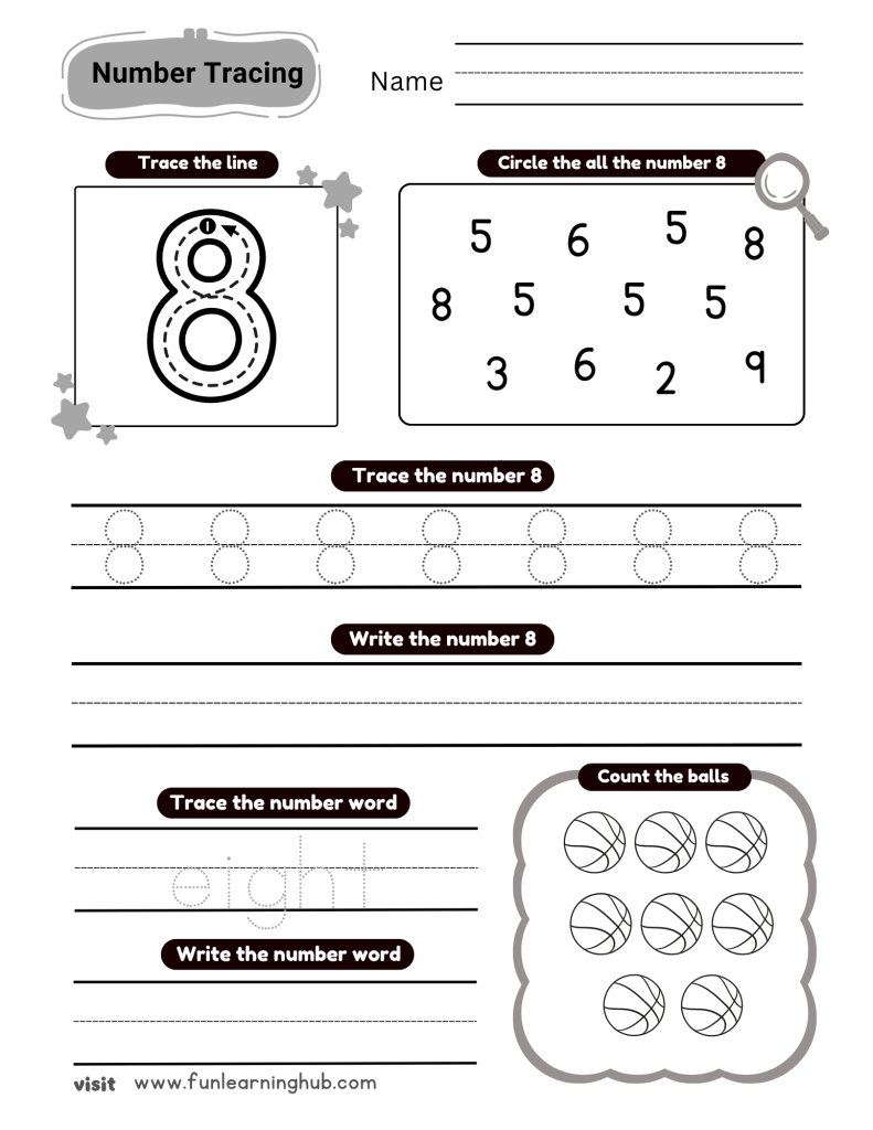 Kindergarten Number Tracing Worksheets