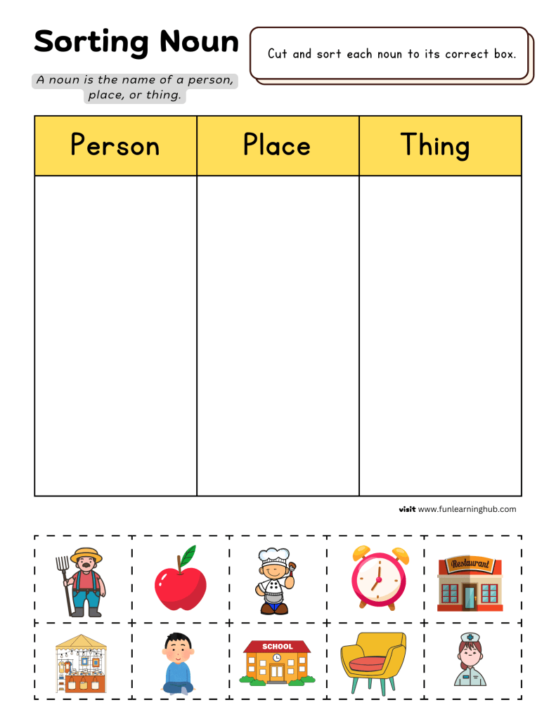 first grade noun worksheets for free