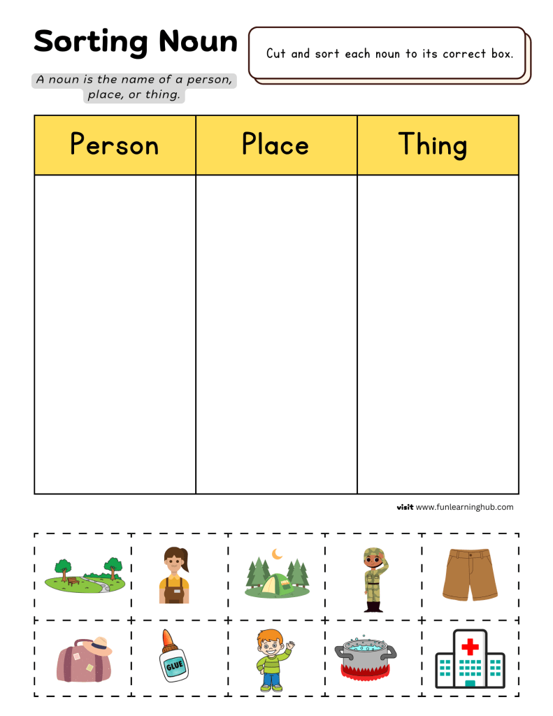 first grade noun sorting for free