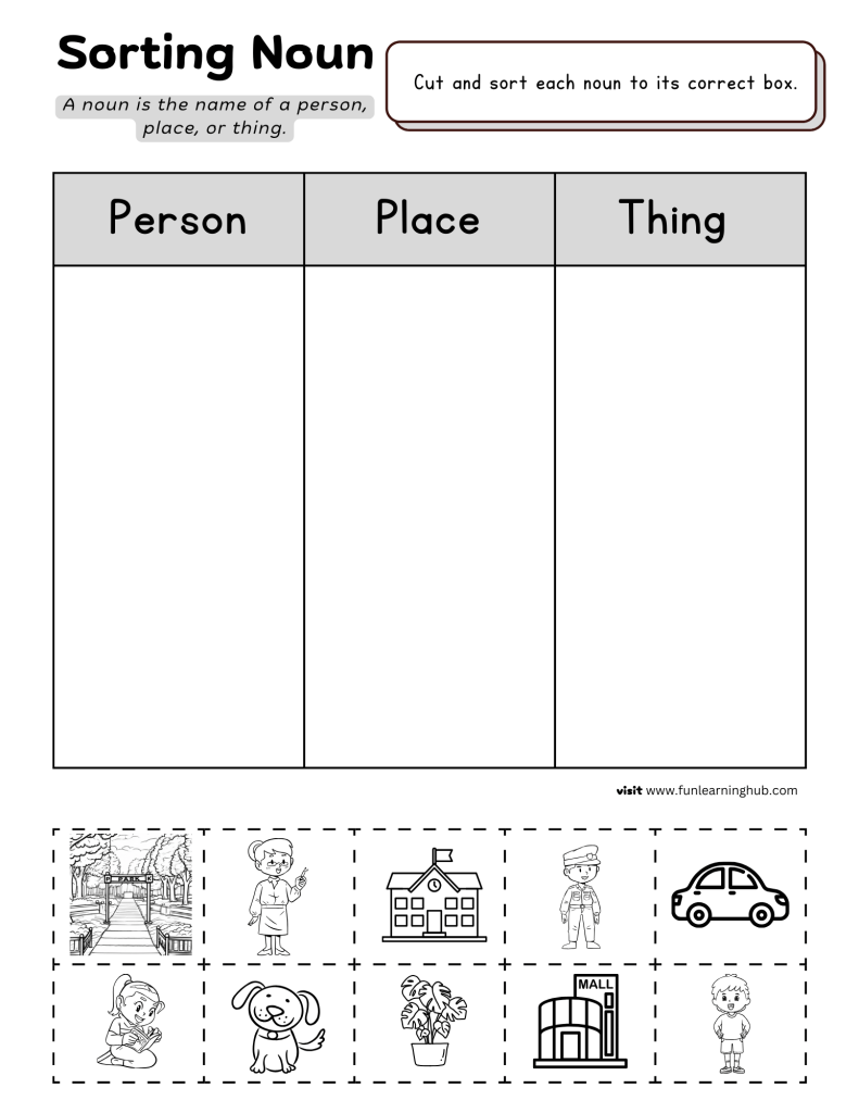 first grade noun worksheets for free