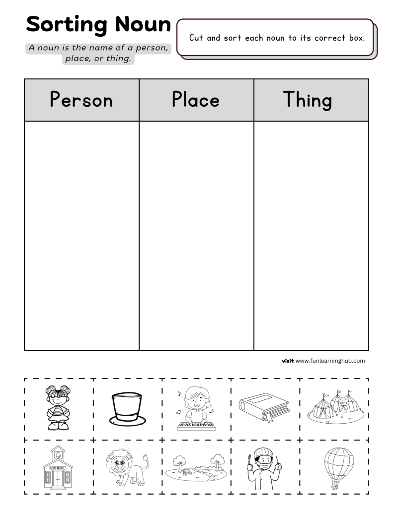 first grade noun worksheets for free