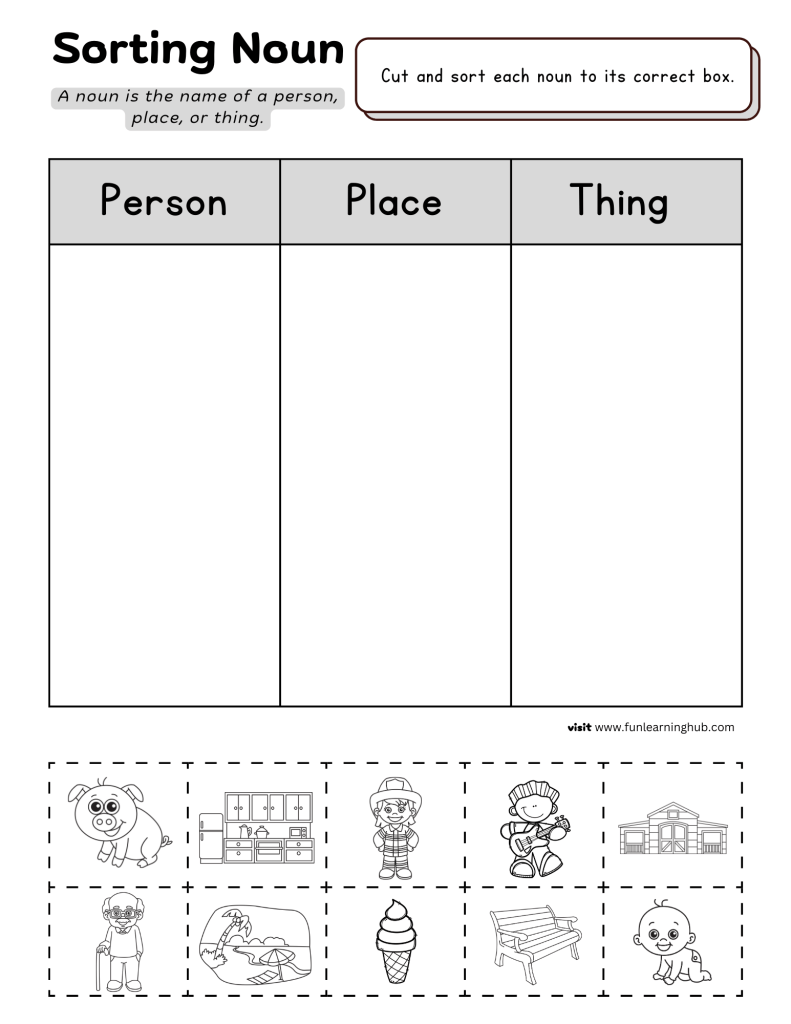 first grade noun worksheets for free