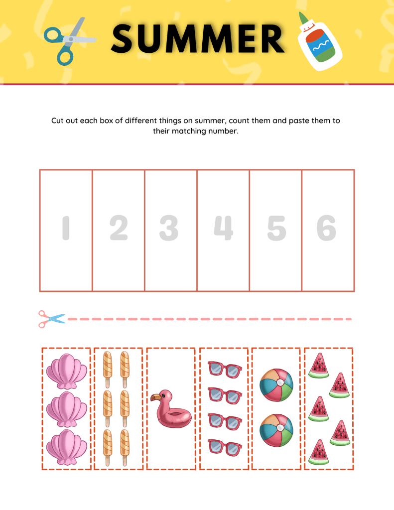 Summer Cut and Paste Worksheets