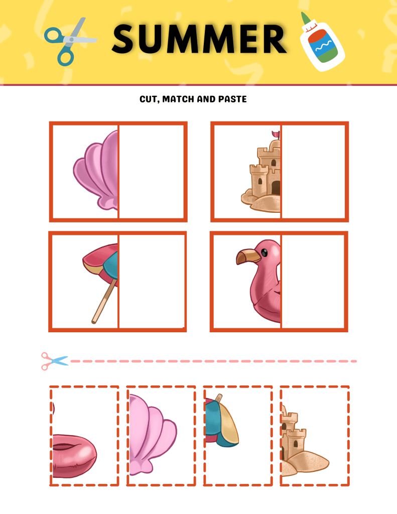 Summer Cut and Paste Worksheets