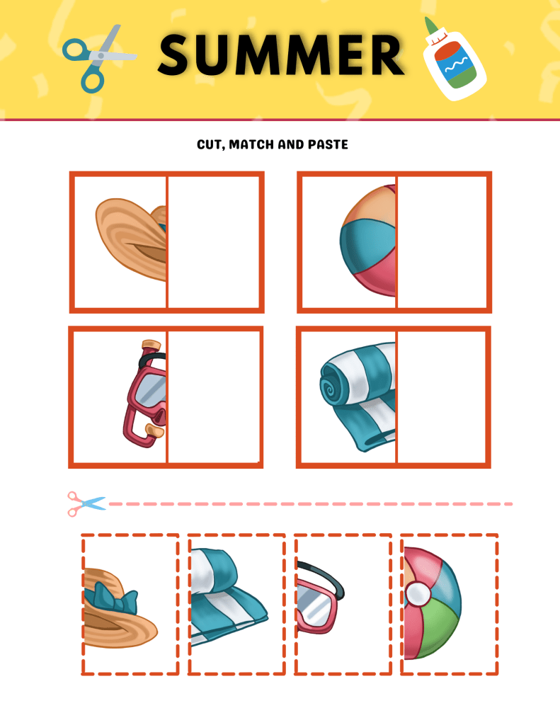 Summer Cut and Paste Worksheets