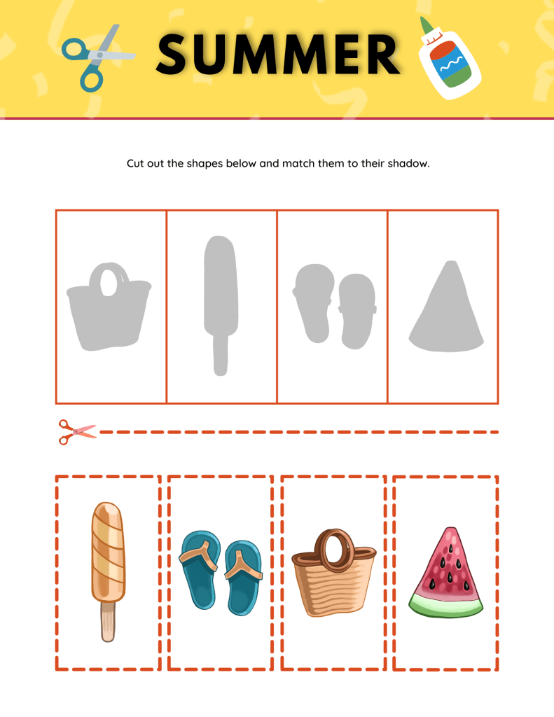 Summer Cut and Paste Worksheets