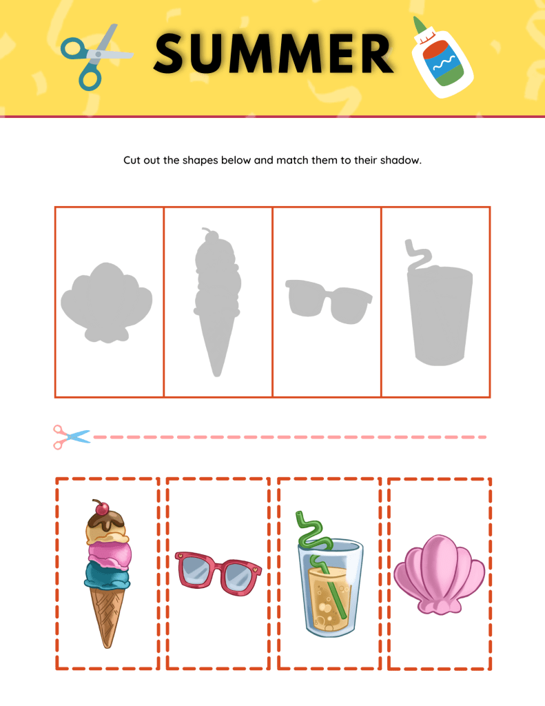 Summer Cut and Paste Worksheets