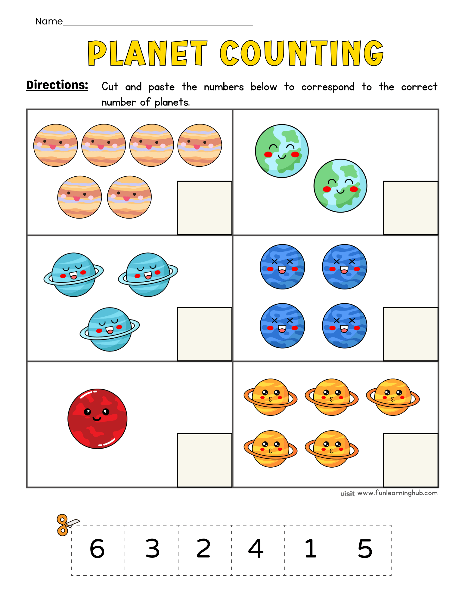 Planets Cut and Paste - Fun Learning Hub