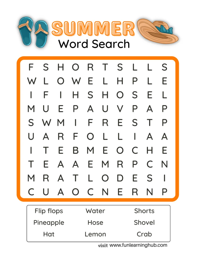 Summer Word Search 11 free summer word search